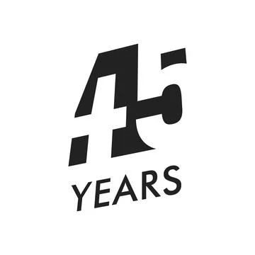Forty five years vector emblem template. Anniversary symbol, negative space Stock Illustration