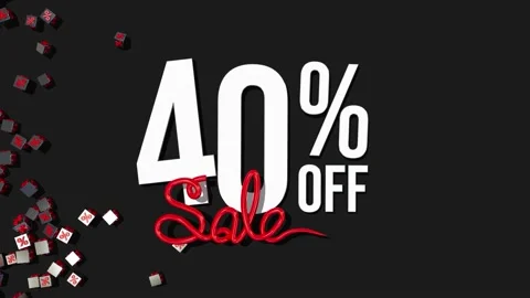 Forty Percent Off 3D Render with Shiny &amp; Metal Materials, Special Sale Offer Stock Footage 190366932