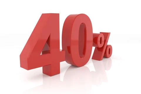 Forty percent. 3D rendering. Stock Illustration