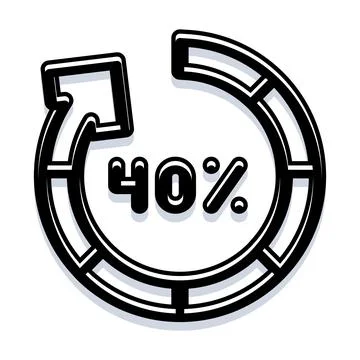 Forty percent circle arrow progress indicator icon Stock Illustration