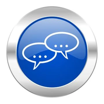 Forum blue circle chrome web icon isolated. Stock Illustration