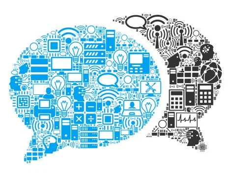 Forum Chat Composition Icon for BigData and Computing Illustration