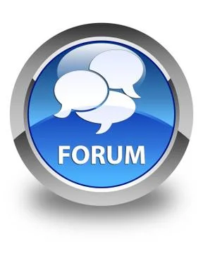 Forum (comments icon) glossy blue round button 스톡 일러스트