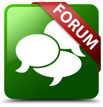 Forum (comments icon) green square button red ribbon in corner 스톡 일러스트