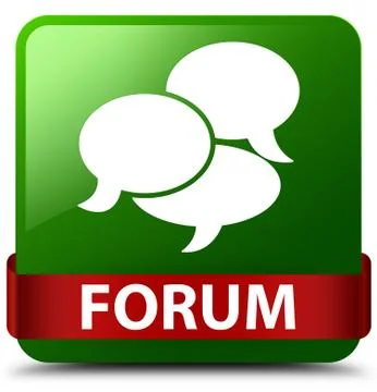 Forum (comments icon) green square button red ribbon in middle 스톡 일러스트