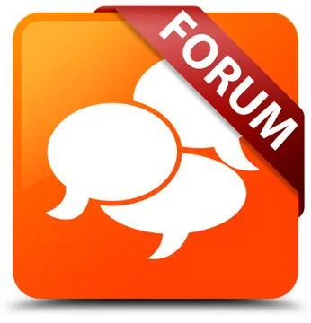 Forum (comments icon) orange square button red ribbon in corner 스톡 일러스트