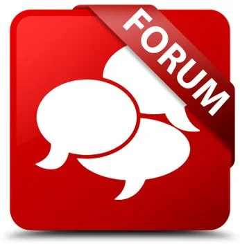 Forum (comments icon) red square button red ribbon in corner 스톡 일러스트