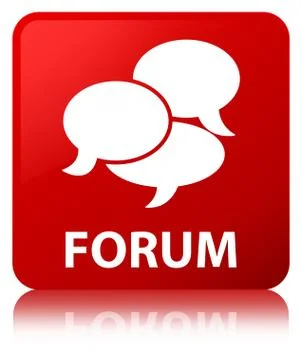 Forum (comments icon) red square button Stock Illustration