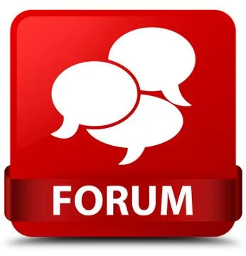 Forum (comments icon) red square button red ribbon in middle 스톡 일러스트