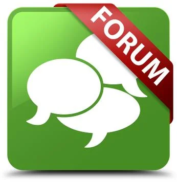 Forum (comments icon) soft green square button red ribbon in corner 스톡 일러스트