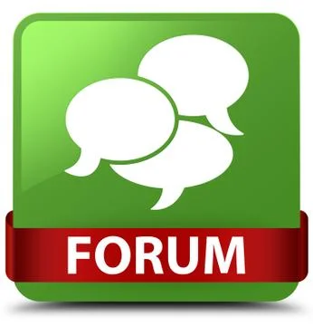 Forum (comments icon) soft green square button red ribbon in middle 스톡 일러스트