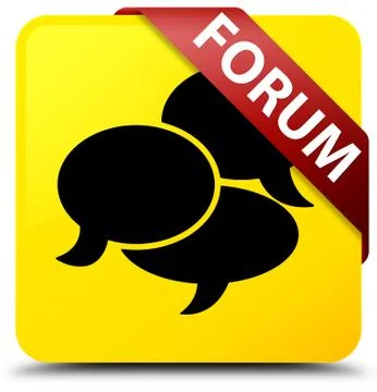 Forum (comments icon) yellow square button red ribbon in corner 스톡 일러스트