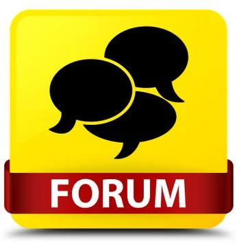 Forum (comments icon) yellow square button red ribbon in middle 스톡 일러스트