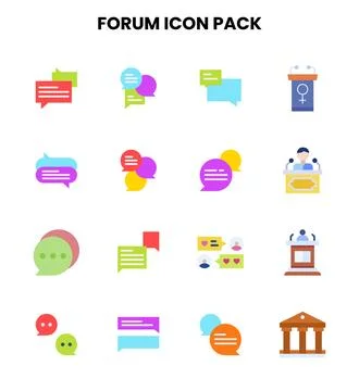 Forum Flat Bundle Icons Pack Stock Illustration