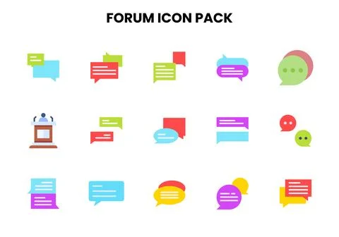 Forum Flat Graphics Icons Pack Stock Illustration