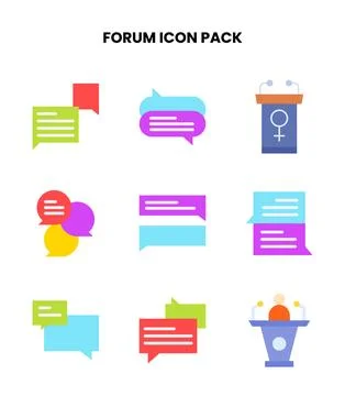 Forum Flat Scalable Icons Pack Stock Illustration