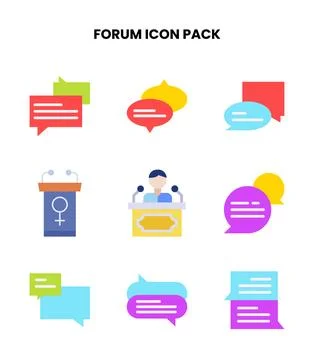 Forum Flat Scalable Icons Pack Ilustración de archivo