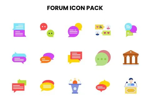 Forum Flat Scalable Icons Pack Stock Illustration
