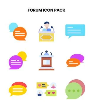Forum Flat UI Icons Pack Stock Illustration