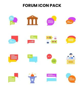 Forum Flat Vector Icons Pack Stock Illustration