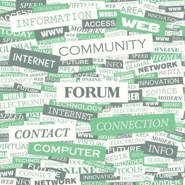 FORUM FORUM. Background concept wordcloud illustration. Print concept word... Stock Photos