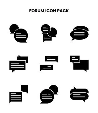 Forum Glyph Vector Icons Pack Stock Illustration