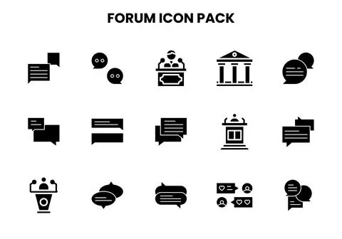 Forum Glyph Vector Icons Pack Ilustración de archivo
