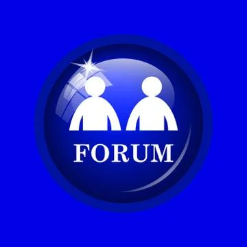 Forum icon. Internet button on blue background. . 스톡 일러스트