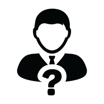 Forum icon vector question mark with male user person profile avatar symbol Stock Illustration
