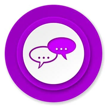 Forum icon, violet button, chat symbol, bubble sign. Stock Illustration