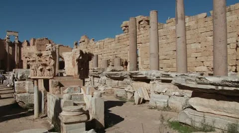 The Forum at Leptis Magna, Libya Stock-Footage 10887949