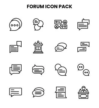 Forum Line Bundle Icons Pack Stock Illustration