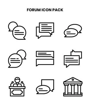 Forum Line UI Icons Pack Stock Illustration