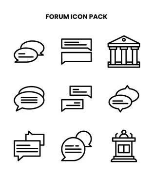Forum Line UI Icons Pack Stock Illustration