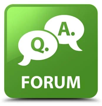 Forum (question answer bubble icon) soft green square button Stock Illustration