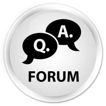 Forum (question answer bubble icon) premium white round button Stock Illustration