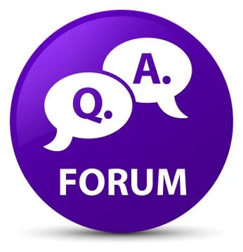 Forum (question answer bubble icon) purple round button Stock Illustration