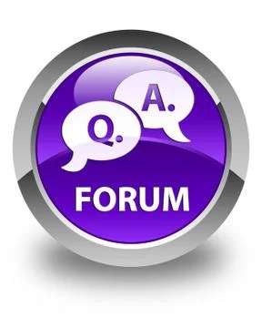 Forum (question answer bubble icon) glossy purple round button Stock Illustration
