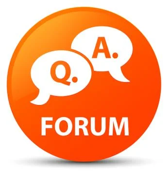Forum (question answer bubble icon) orange round button Stock Illustration
