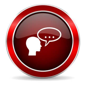 Forum red circle glossy web icon, round button with metallic border Stock Illustration