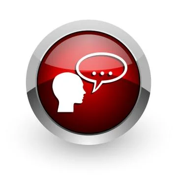 Forum red circle web glossy icon. Illustrazione stock