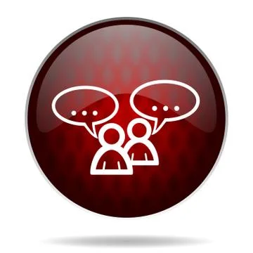 Forum red glossy web icon on white background. Stock Illustration