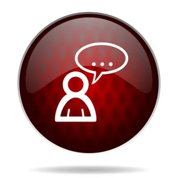 Forum red glossy web icon on white background. Stock Illustration