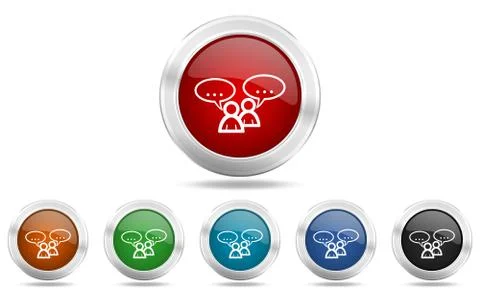 Forum round glossy icon set, colored circle metallic design internet buttons Stock Illustration
