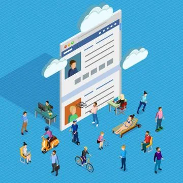 Forum Society Isometric Composition Stock Illustration