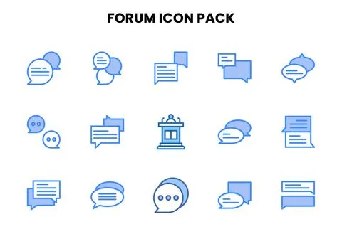 Forum Two Colour Vector Icons Pack 스톡 일러스트
