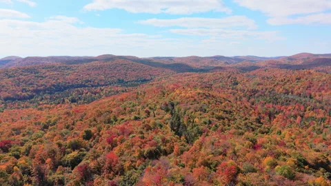 Forward Aerial Drone Flyover Above Autumn Hills and Forest Landscape Stock Footage 321376971
