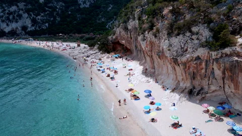 Forward Aerial Drone Flyover of Cala Luna Beach – Sardinia Stock Footage 313549097