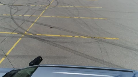Forward Aerial Flying Over Silver Gmc Pickup Truck In Parking Lot Vídeos de archivo 254274036