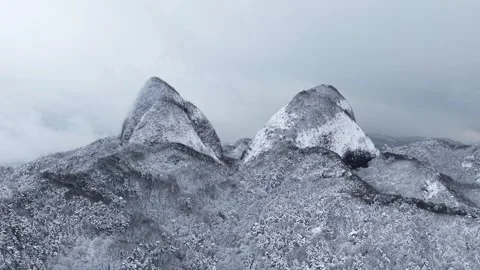 Forward Aerial Movement Toward Freshly Snow-Covered Maiaksan Peaks Stock Footage 344248254